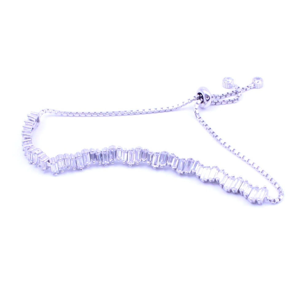 WHITE BAGUETTE CUT CZ TENNIS BRACELET - Picture 3 of 3